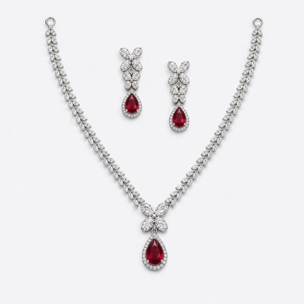 Ruby Blossom Necklace Set – JBB1007NK