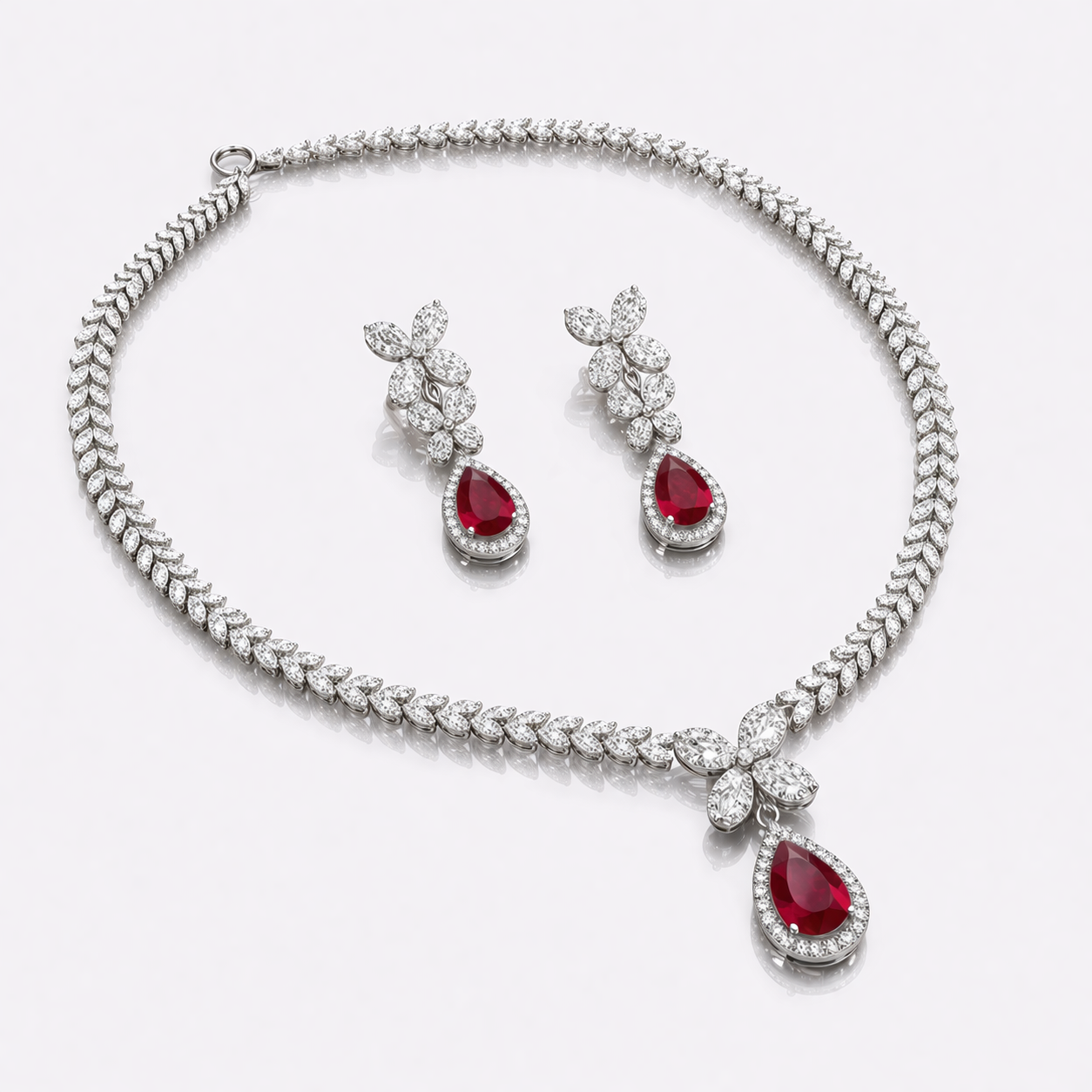 Ruby Blossom Necklace Set – JBB1007NK