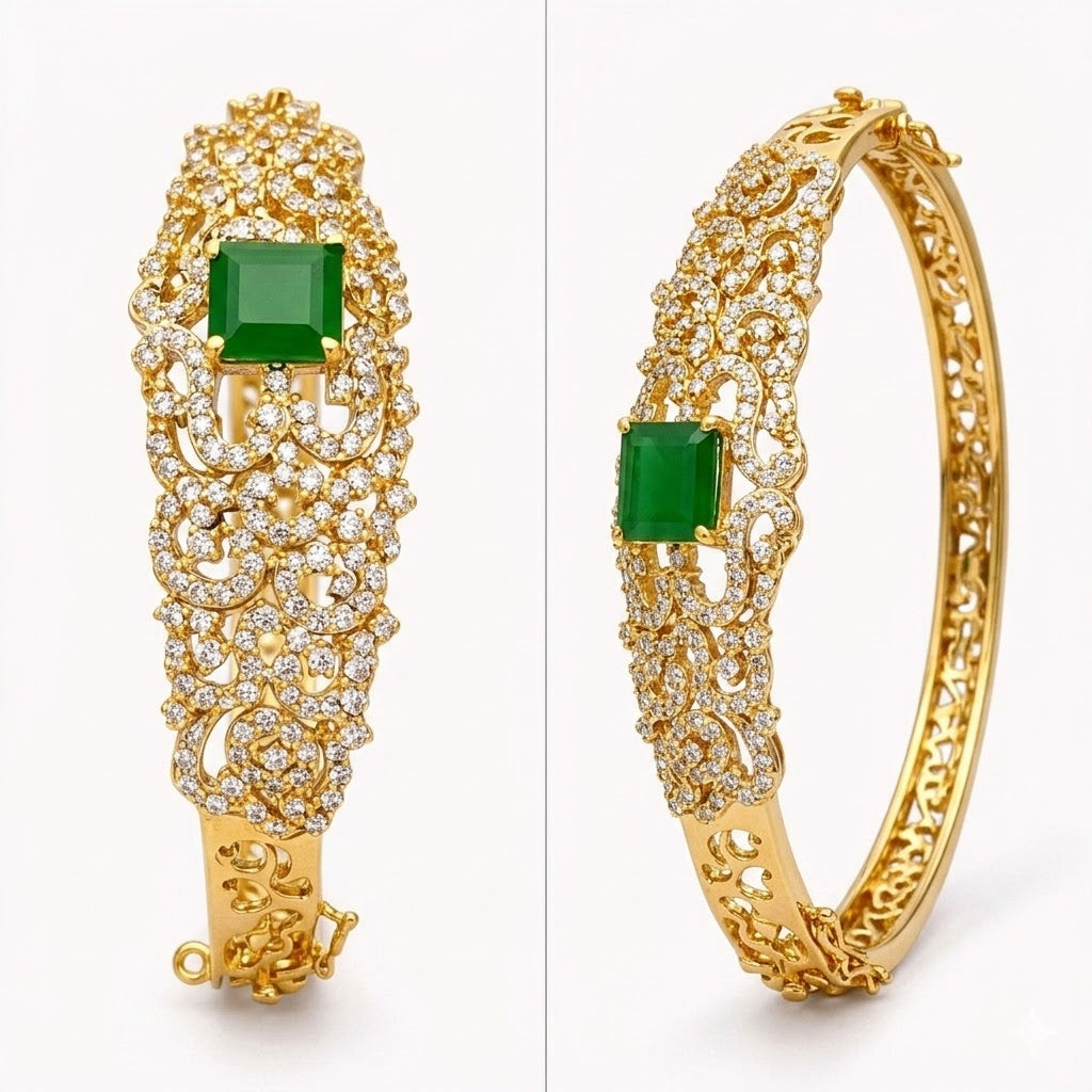 Emerald Elegance Bangle – JBB1016BG