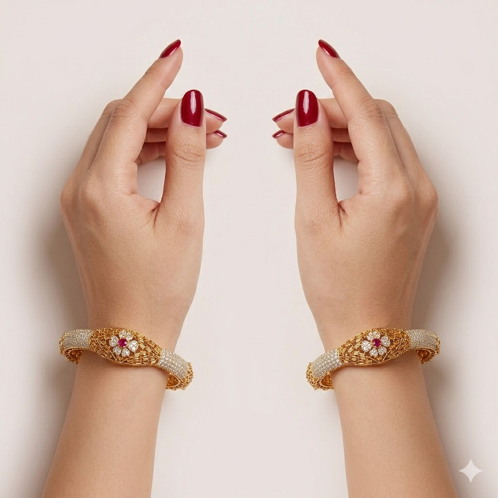 Ruby Floral Bangles – JBB1019BG