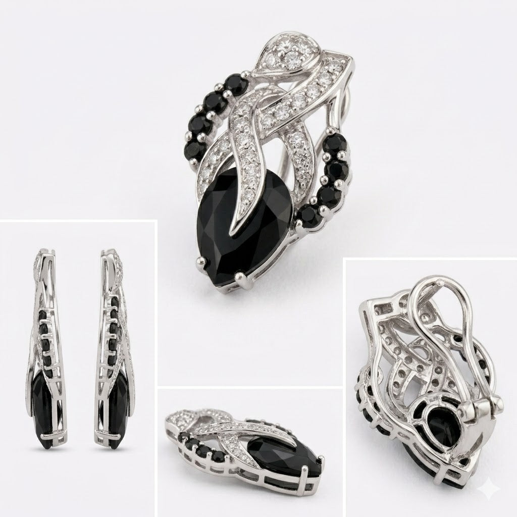 Onyx Leaf Earrings – JBB1020ER