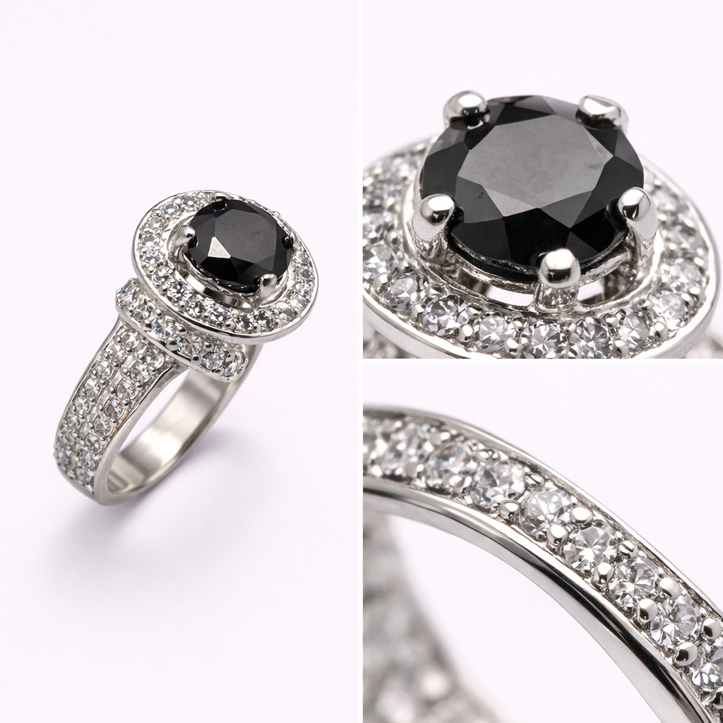 Black Onyx Halo Ring – JBB1021RG