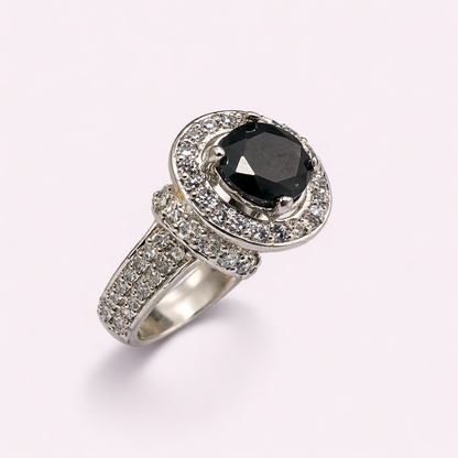 Black Onyx Halo Ring – JBB1021RG