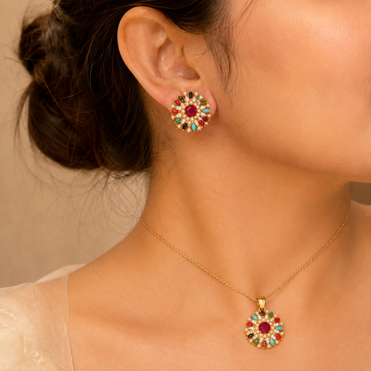 Ruby Mosaic Pendant Set – JBB1032PD